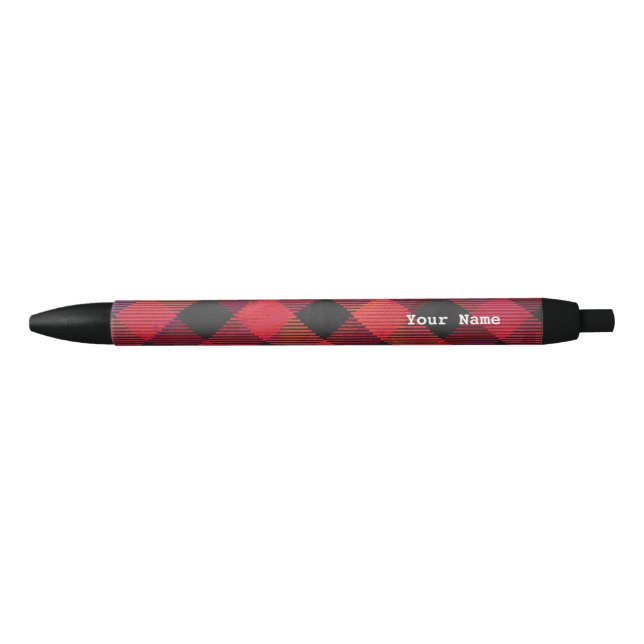 Checkered Plaid Red and Black Pen (Front)