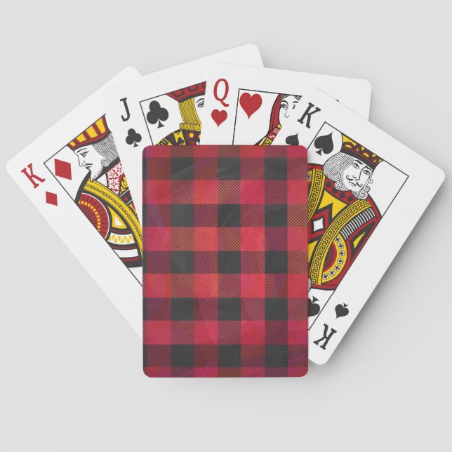 Checkered Plaid Red and Black Poker Cards (Back)