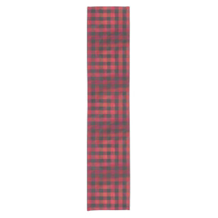 Checkered Plaid Red and Black Short Table Runner