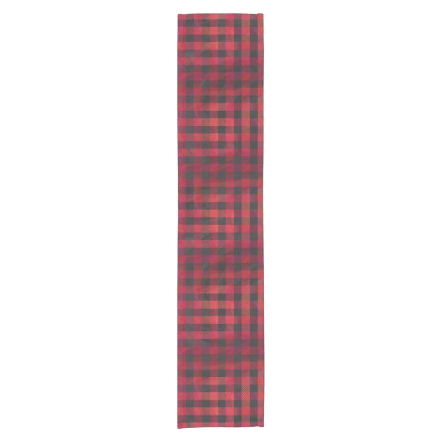 Checkered Plaid Red and Black Short Table Runner (Front)