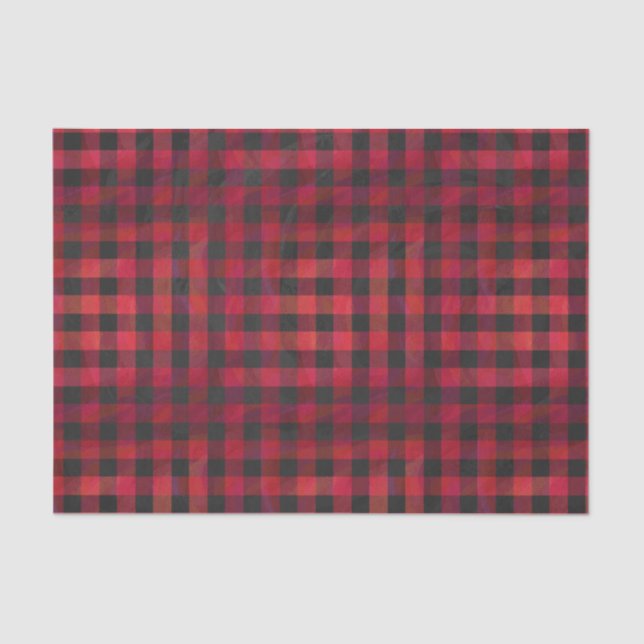 Checkered Plaid Red and Black Tissue Paper (Front)