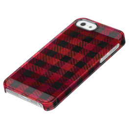 Checkered Plaid Red and Black Clear iPhone SE/5/5s Case