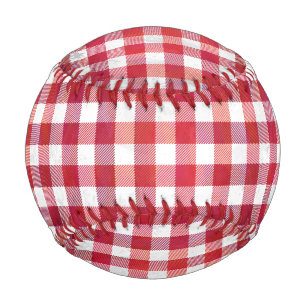 Checkered Plaid Red and White Baseball