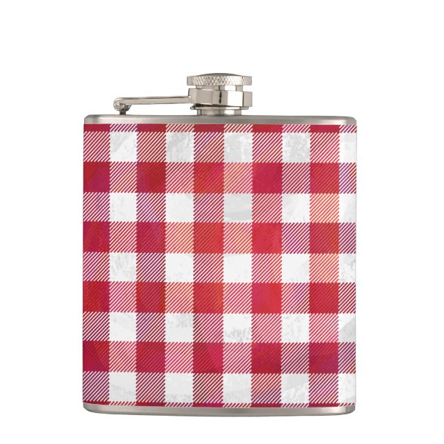 Checkered Plaid Red and White Flask (Front)