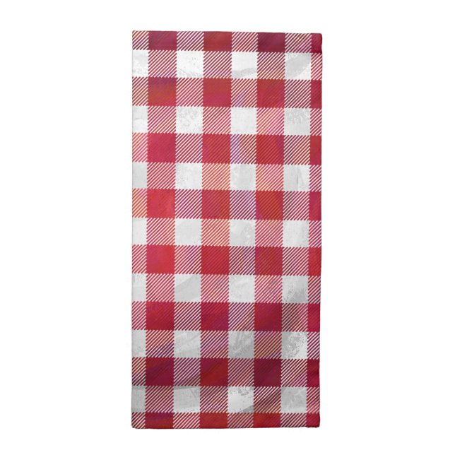Checkered Plaid Red and White Napkin (Half Fold)