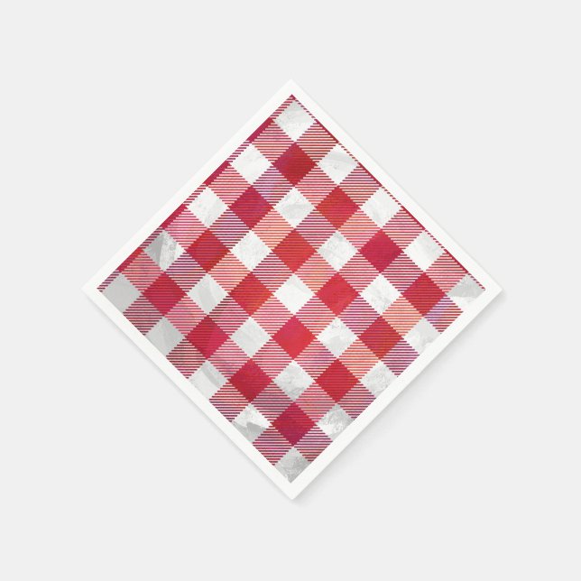 Checkered Plaid Red and White Napkins (Corner)