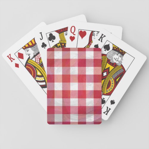 Checkered Plaid Red and White Playing Cards