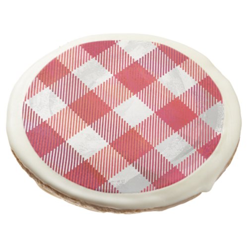 Checkered Plaid Red and White Sugar Cookie