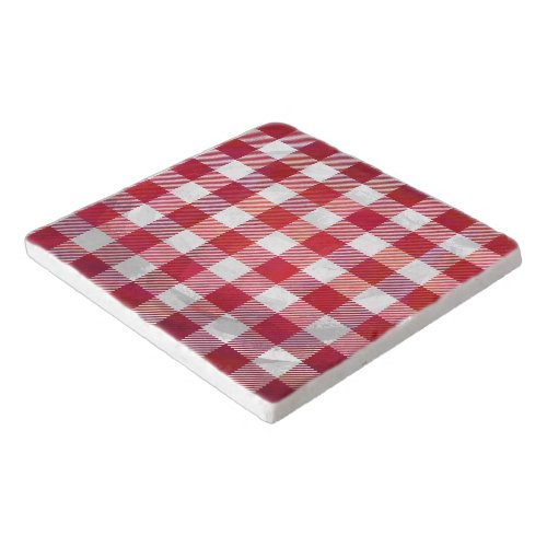 Checkered Plaid Red and White Trivet
