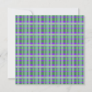 Checkered Plaid Tartan Green Stripes On Purple Holiday Card