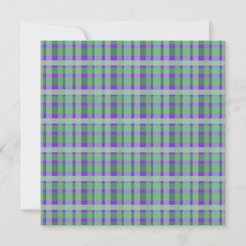 Checkered Plaid Tartan Green Stripes On Purple  Holiday Card