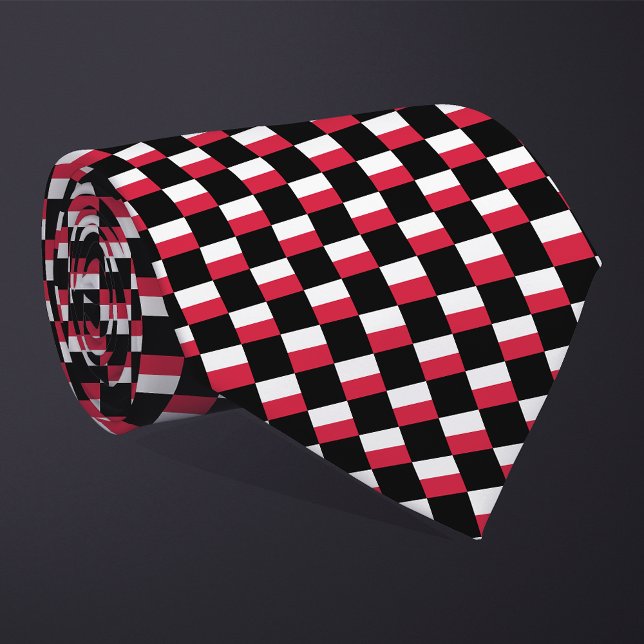 Checkered Poland Flag Pattern  Neck Tie (Creator Uploaded)