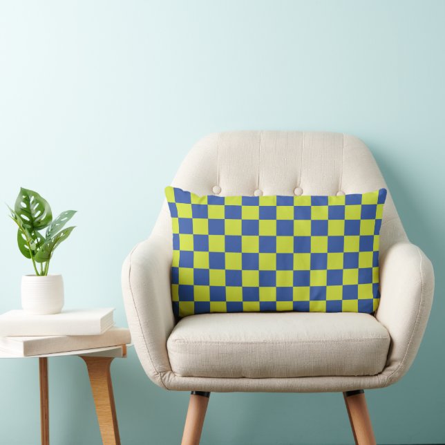 checkered police pattern lumbar pillow (Chair)