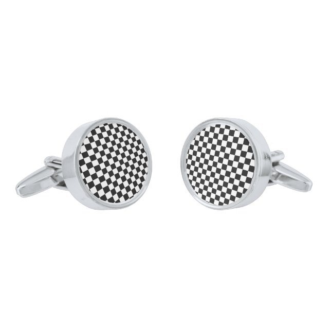 Checkered Print Cufflinks (Angled)