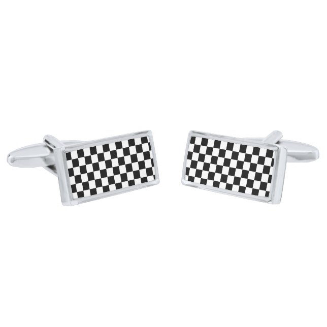 Checkered Print Cufflinks (Angled)
