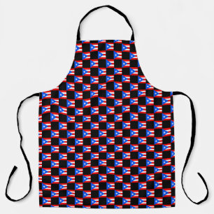 Checkered Puerto Rico Flag Pattern Apron