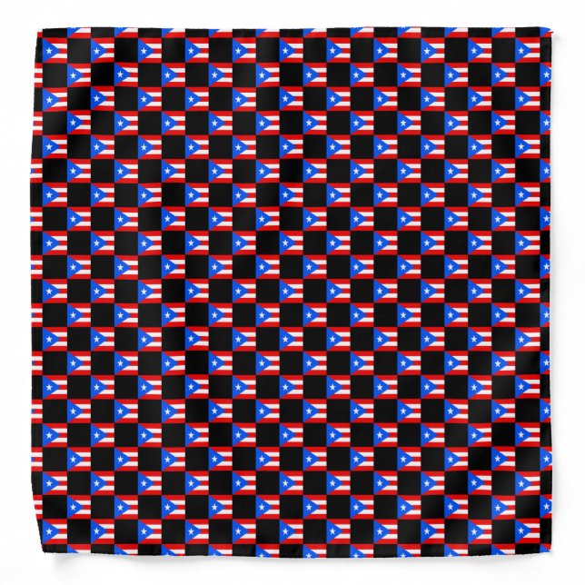 Checkered Puerto Rico Flag Pattern  Bandana (Front)