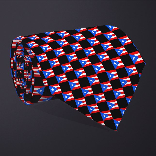 Checkered Puerto Rico Flag Pattern  Neck Tie (Creator Uploaded)