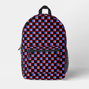 Checkered Puerto Rico Flag Pattern Printed Backpack