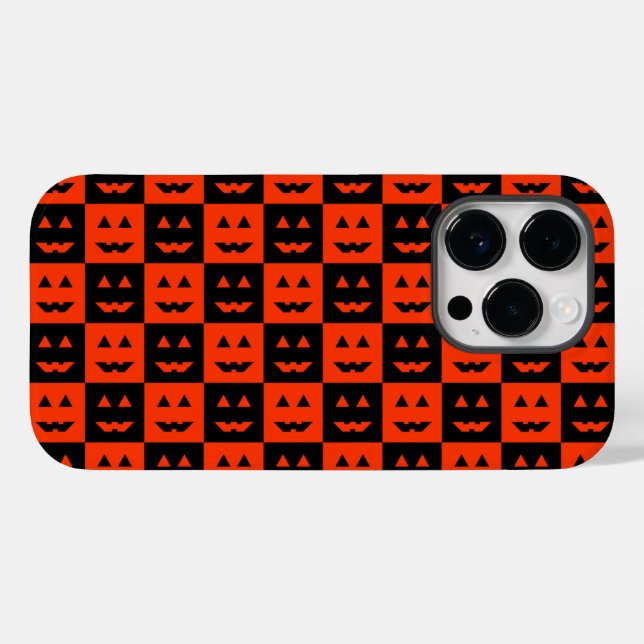 Checkered Pumpkin Faces Case-Mate iPhone Case (Back (Horizontal))