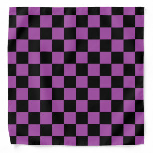 Checkered Purple and Black Bandana