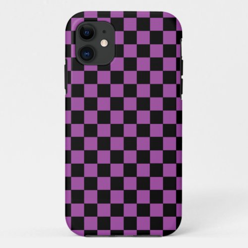 Checkered Purple and Black iPhone 11 Case