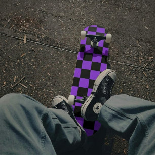 Checkered Purple and Black Skateboard