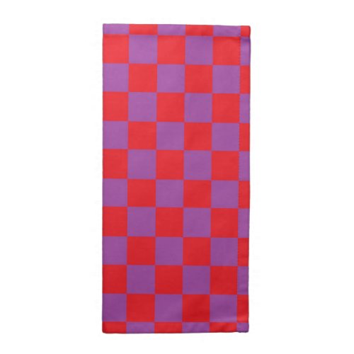 Checkered Purple and Red Cloth Napkin