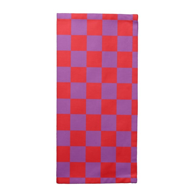 Checkered Purple and Red Cloth Napkin (Half Fold)