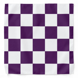 Checkered Purple and White Bandana