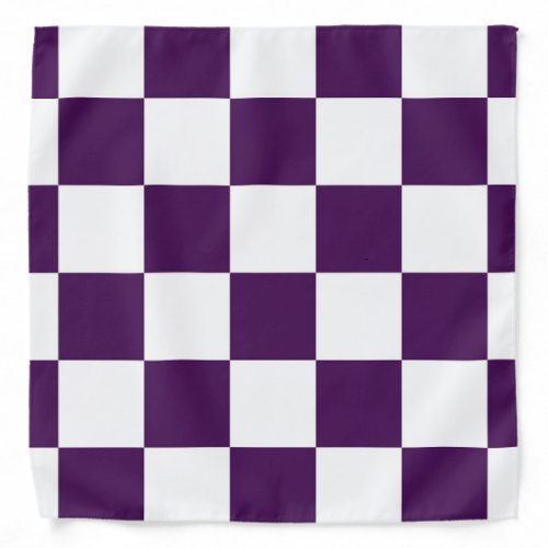 Checkered Purple and White Bandana