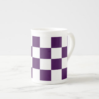 Checkered Purple and White Bone China Mug