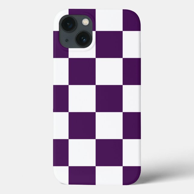 Checkered Purple and White Case-Mate iPhone Case (Back)