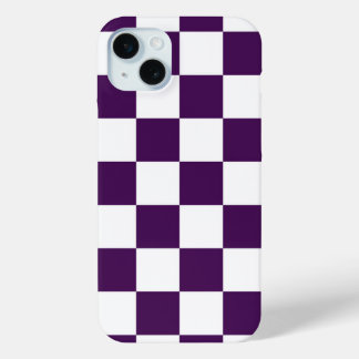 Checkered Purple and White iPhone 15 Plus Case