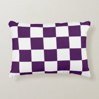 Checkered Purple and White Decorative Pillow