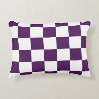 Checkered Purple and White Decorative Pillow