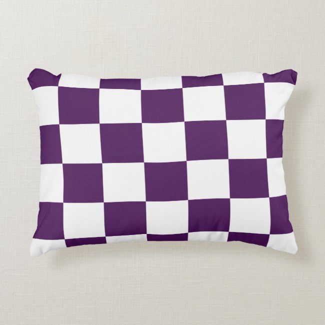 Checkered Purple and White Pillow