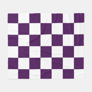 Checkered Purple and White Fleece Blanket