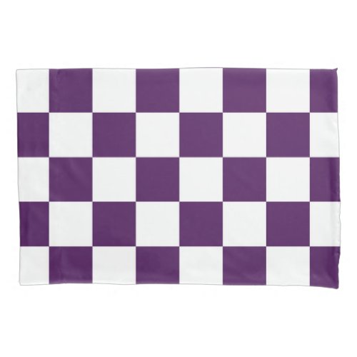 Checkered Purple and White Geometric Pattern Pillowcase