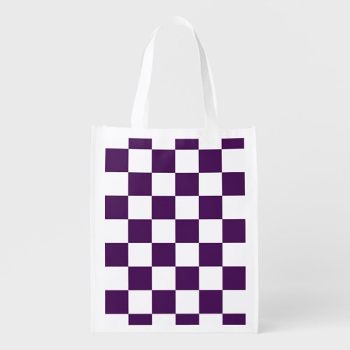 Checkered Purple and White grocery bag