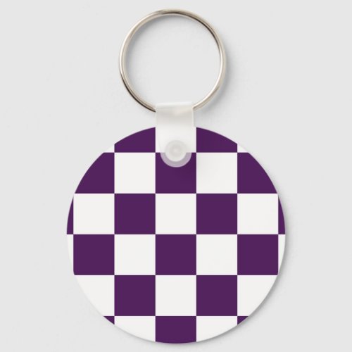 Checkered Purple and White Keychain