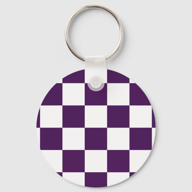 Checkered Purple and White Keychain (Front)