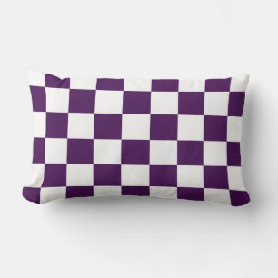Checkered Purple and White Lumbar Pillow