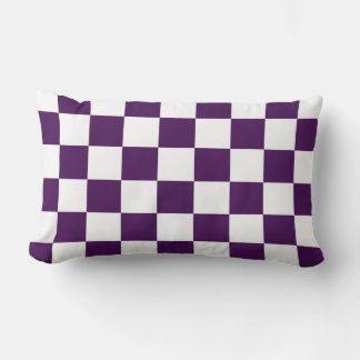 Checkered Purple and White Lumbar Pillow