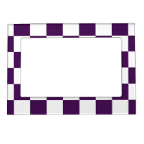 Checkered Purple and White Magnetic Photo Frame