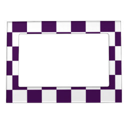 Checkered Purple and White Magnetic Photo Frame