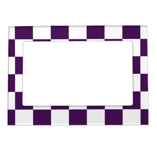 Checkered Purple and White Magnetic Photo Frame