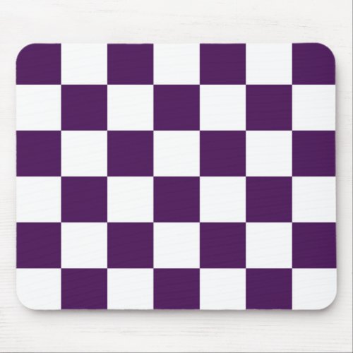 Checkered Purple and White Mouse Pad