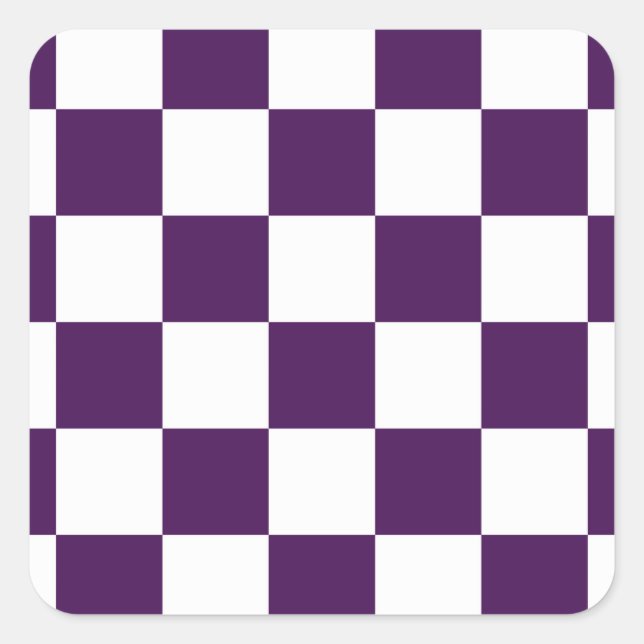 Checkered Purple and White Square Sticker (Front)