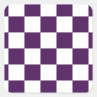 Checkered Purple and White Square Sticker